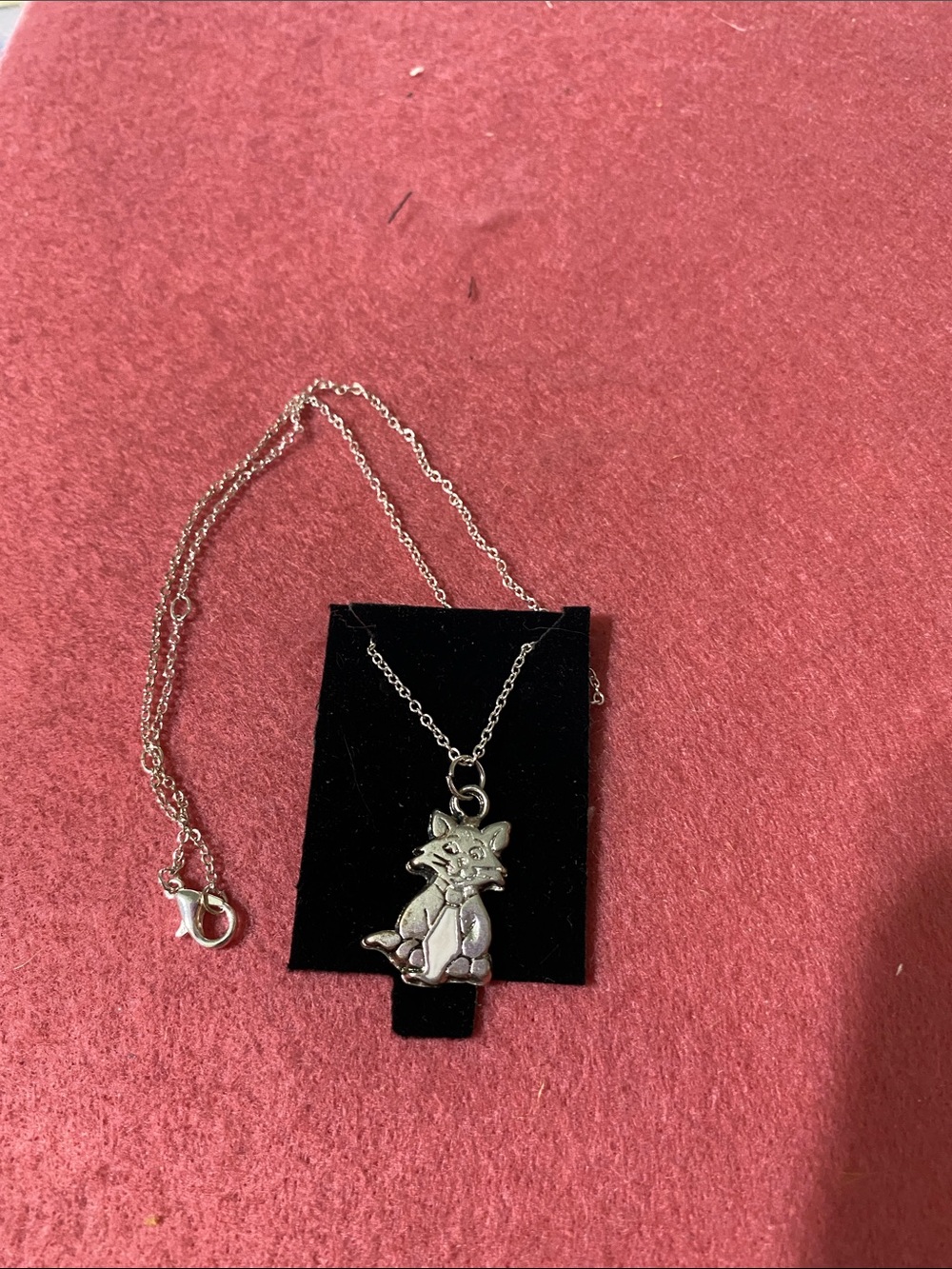 Silver Cat Pendant Necklace - Silver Color